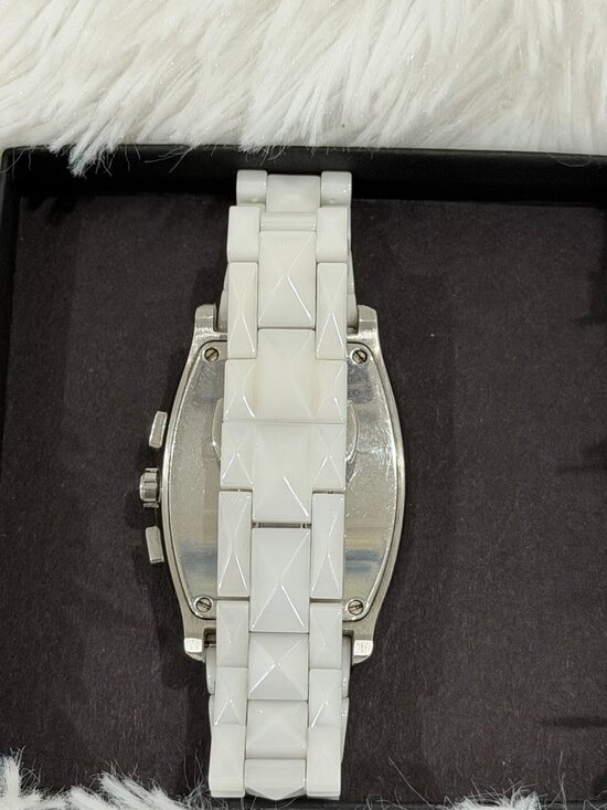 Vintage Elini Barokas New Yorker Diamond Swiss Chrono Watch White Ceramic Strap main image 3